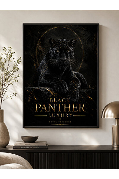Miutic Print Studio Tablou decorativ Black Panther Luxury cu panteră neagră, ...