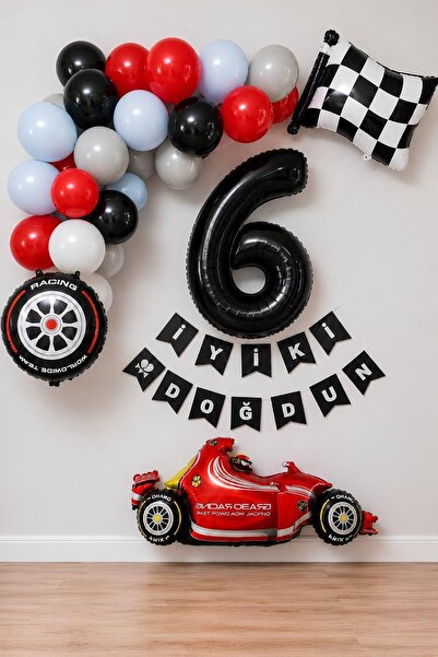 Patladı Gitti 6 Year Old Race Car Themed Birthday Party Celebration Balloon S...