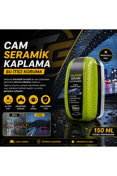 Cam Seramik Kaplama 150 ML - Hidrofobik Su İtici Cam Koruma | Yağmur Kaydırıcı Cam Kaplama