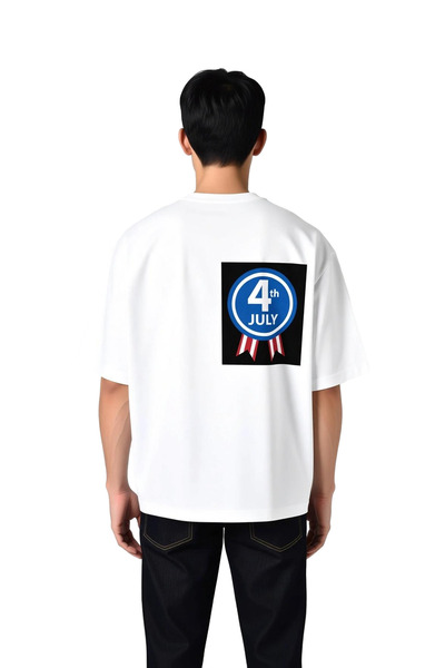 PayBuy Men's Oversize Printed T-Shirt 4Th of July Retro Pattern Relaxed Fit C...