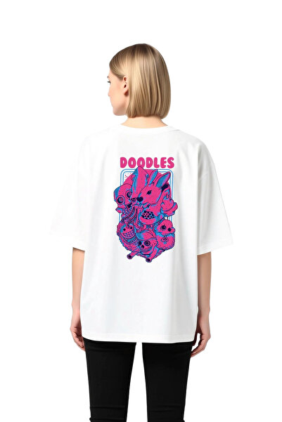 PayBuy Γυναικείο μπλουζάκι oversized με πολύχρωμα σχέδια και χαρακτήρες, δημι...