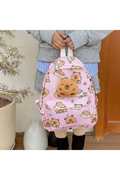 By Rozane Rucsac copii H668 – 33x29x16 cm, imprimeu capibara, cu pluș, materi...