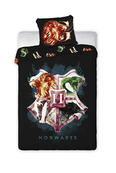 Faro Set de lenjerie de pat pentru tineri 140x200 Harry Potter Hogwarts Stemă