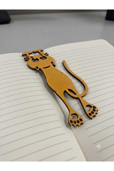 Mu Art Ahşap 10 Pieces Wooden Cute Cat Bookmark Orange Color 3 mm Mdf Laser C...