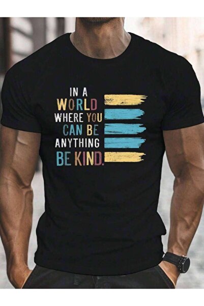 NOURAM Shirts Men In A World Where You Can Anything Be Kind Inspirational Quo...