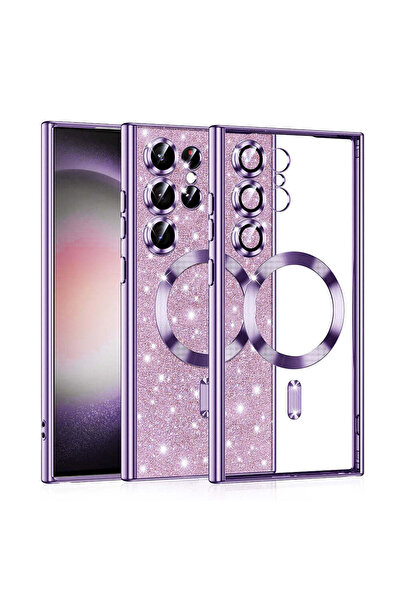 Techsuit Husă pentru Samsung Galaxy S23 Ultra, Lux Glitter MagSafe, albastru ...