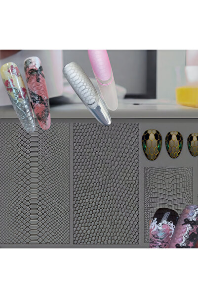 Choice PF-404 A Nail Art Mold with Snake Pattern, Crocodile Skin, Snake Skin ...