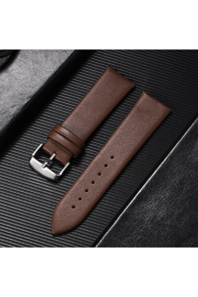 Choice18 Silver Buckle 18mm Dark Brown Vintage Brown Slim Leather Watch Strap...