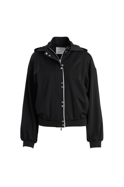 GİZİA Nakışlı Kapüşonlu Siyah Sweatshirt