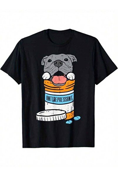 23ERVA Antidepressant Pitbull Funny Pitties Dog Lover Owner-Shirt,% Cotton, H...