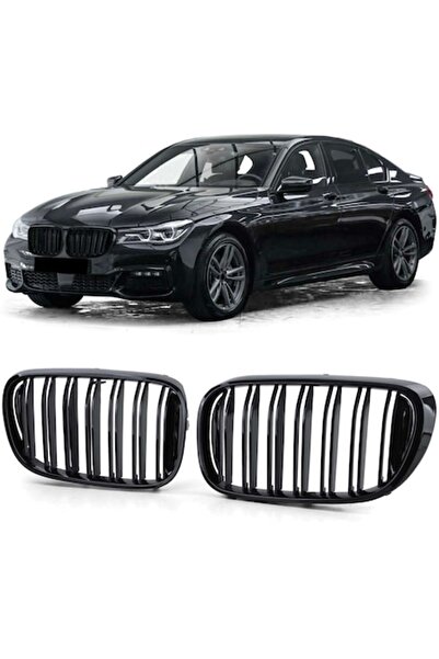 Aftermarket Set Glossy Black Double Grilles compatible BMW 7 Series G11 G12 n...