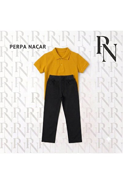 Nacar Okul Formaları Polo Yaka ve Ribanalı Pantolon Çocuk Kombin Takım