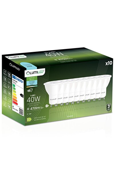Lumiled 10x Bec LED GU10 Spot PAR16 3.4W = 40W 470LM 6500K Rece 38 °