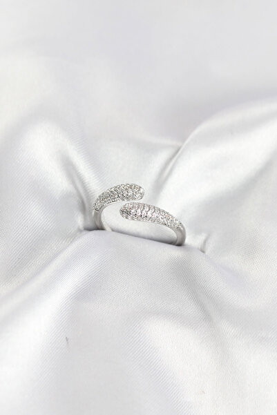 Clariss Silver Color Brass Ring with Zircon Stone