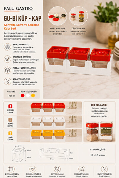 PALU GASTRO Modular Cube Storage Container Set with Stand - Breakfast and Spi...