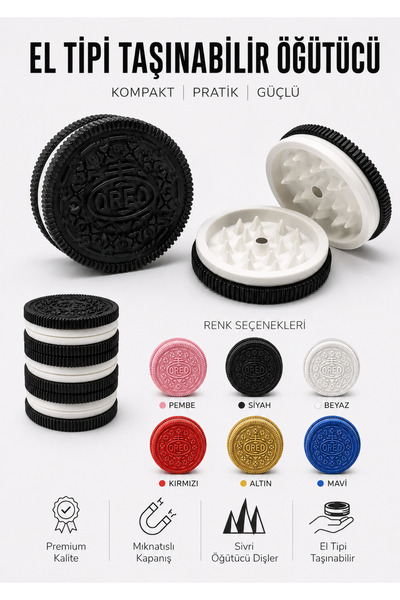 Arvina Atelier Bisküvi Tasarımlı Tütün ve Baharat Öğütücü Grinder | Mıknatısl...