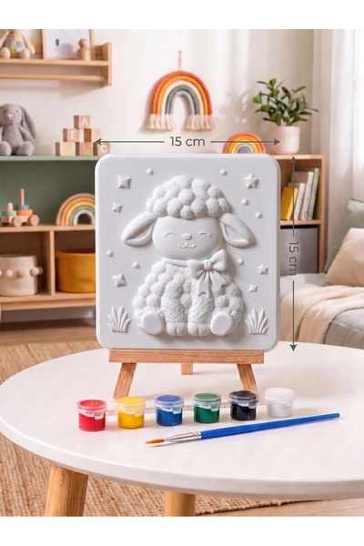 Tabdiko Sevimli Kuzu 15x15 Taş Boyama Seti – Çocuk ve Yetişkin Hobi Seti