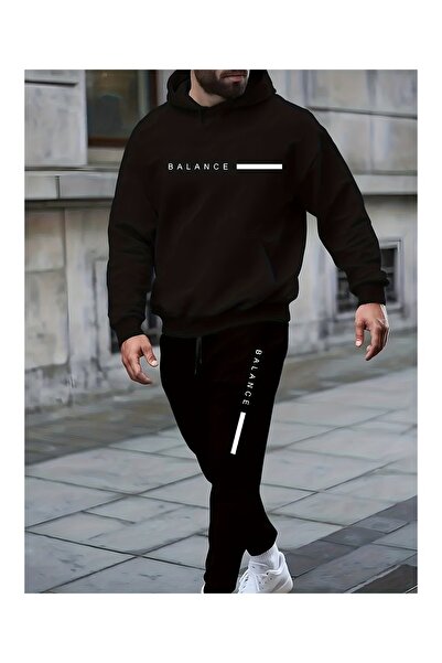 LOTS MODA Mix Printed Men's Hoodie Jogger Bottom Tracksuit Set Oversize Boyfi...