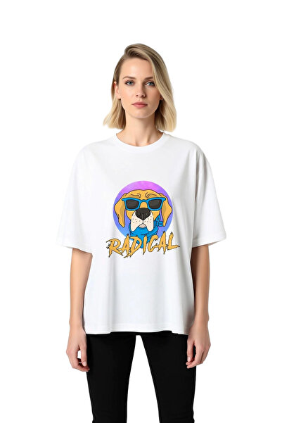 PayBuy Women's Oversize Graphic Printed T-Shirt with Dog Motif Retro Art Styl...