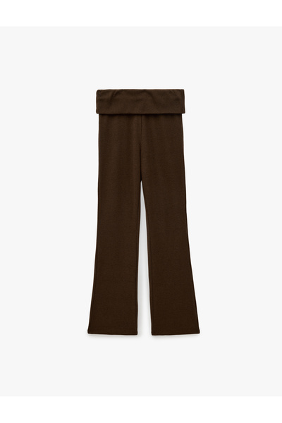 Koton Soft Textured High-Waisted Spanish Flare Knitwear Pants