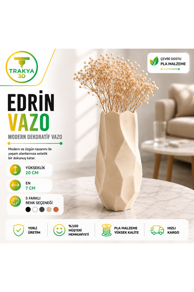 EDRİN VAZO – Modern Dekoratif 3D Baskı Vazo