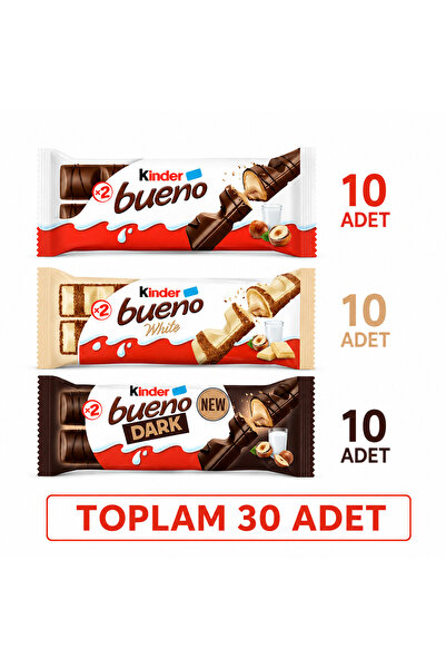 Kinder Bueno orjinal 10 adet white 10 adet Dark 10 adet