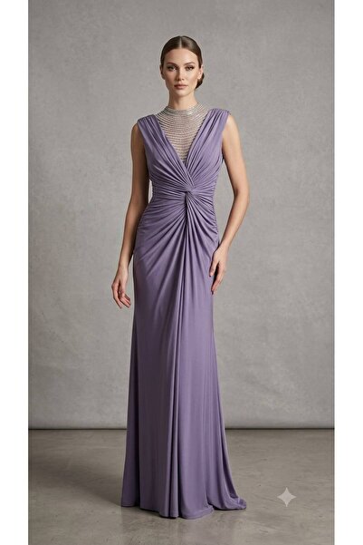 FOR COSTUME Zincir Yaka Detaylı Abiye-10295