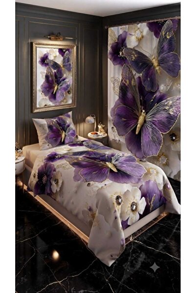 Elmas Dizayn 280*240 Cm. Special Design Single Bedding Set with Background Cu...