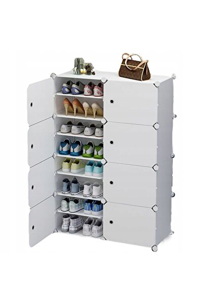 Azaris Dulap modular pentru încălțăminte, 32 de perechi, alb, tip garderobă, ...
