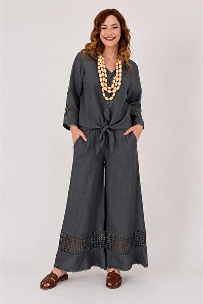 EREN STYLE Italian Fisto Detailed Linen Pants