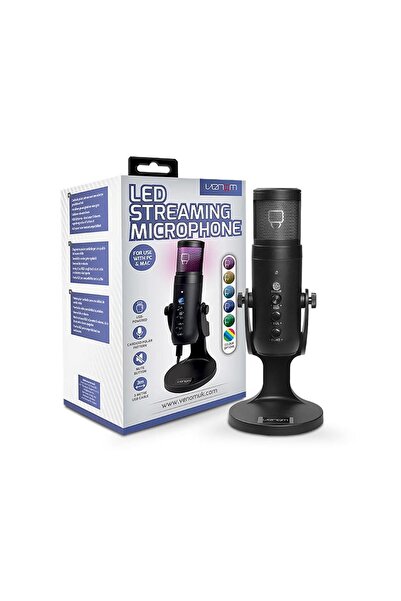 VENOM Microfon USB de streaming VS2868 cu iluminare RGB, Negru
