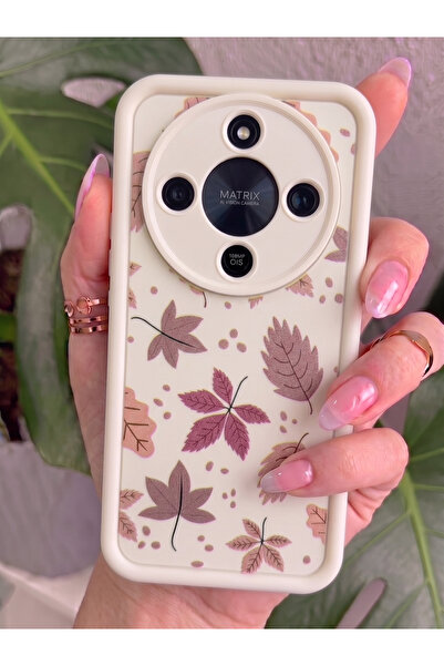 Rivor Honor Magic 8 Lite Uyumlu Kılıf Kamera Korumalı Sonbahar Yaprakları Desenli Kabartmalı Lüks Silikon Kapak