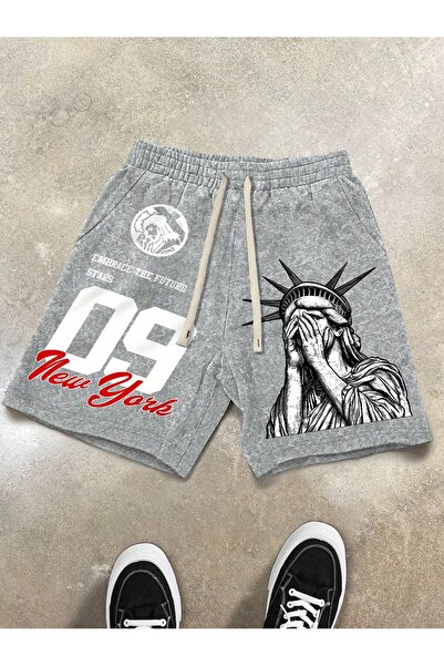 bellanova Unisex Oversize Relaxed Fit Special Design Printed Shorts