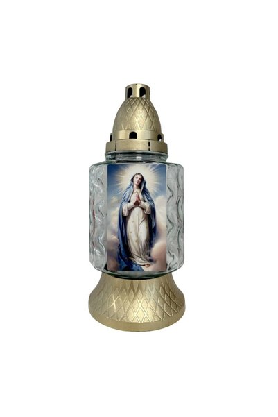LCA Set 2 x Candela din Sticla, Maica Domnului, Aurie