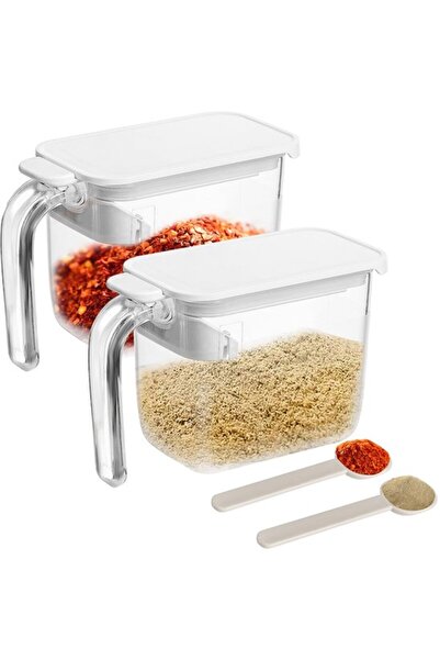 STARSTAR Two-piece spice jar set with spoon, white