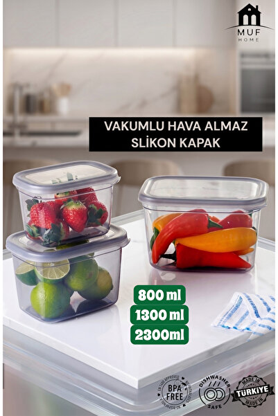 MUF HOME 3-Piece Deep Storage Container Set - Bpa-Free Food Container with Va...