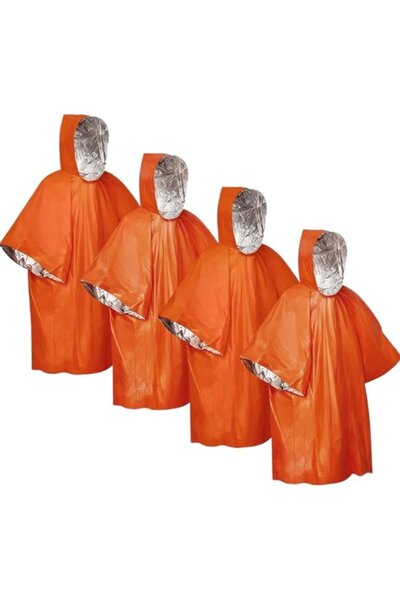 STARSTAR 4 emergency rain ponchos 100x120cm reversible hooded.