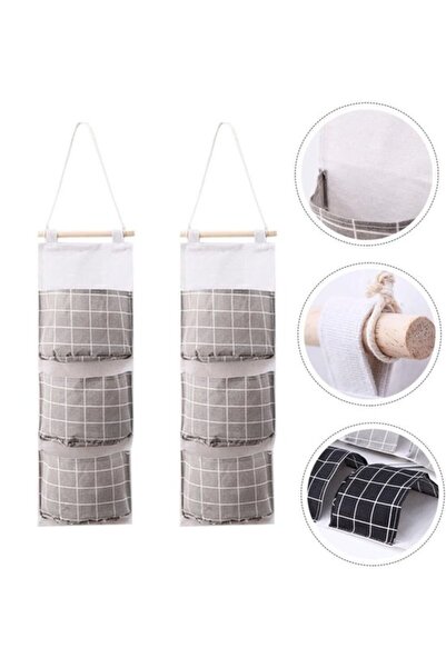 STARSTAR Two-piece three-compartment hanging storage bag, gray and white