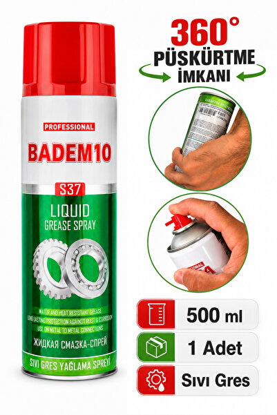 Badem10 Su İtici Sıvı Gres Yağlama Spreyi 500 ml Yağlayıcı Zincir Dişli Rulma...
