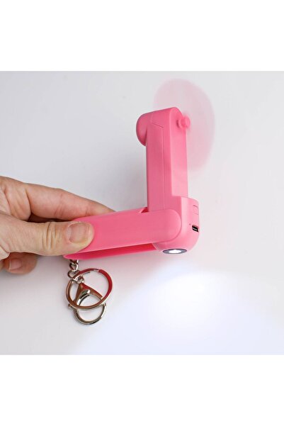 Zâna Casei Breloc mini roz cu ventilator și lanternă