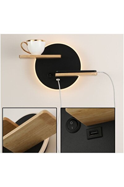 STARSTAR Black indoor LED wall light USB switch 30x19x12cm.