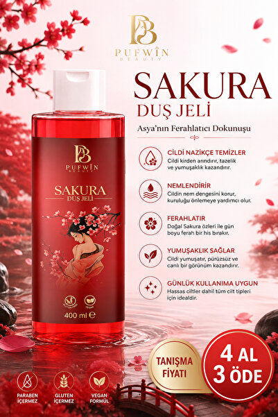 Pufwin Beauty Bitkisel İçerikli Nemlendirici Parfümlü Duş Jeli 400 Ml