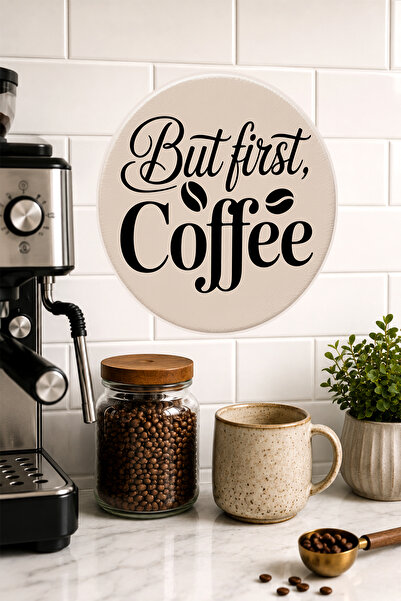Mayeka But First Coffee Typographic Minimalist Wooden Mdf Table Kitchen Ornam...