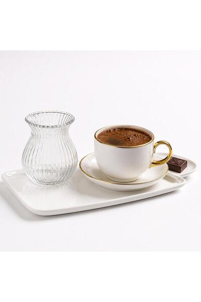 DİLAY HOME Set of 6 Striped Coffee Water Glasses Glass Presentation Cups 7X5 cm