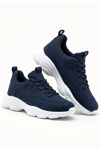 Zerenyus Zrk-X707 High Quality Navy Blue Suede High Sole Lace-Up Exclusive Me...