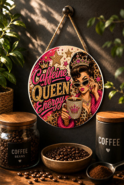 Mayeka Caffeine Queen Energy Poko Glam Masă din lemn MDF Bucătărie Cafea Orna...