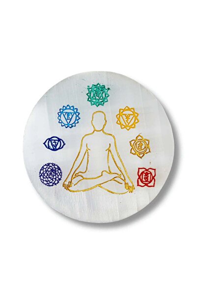 craftmystic Placa din Selenit cu Cele 7 Chakre 10x10 cm - Purificare si Echil...