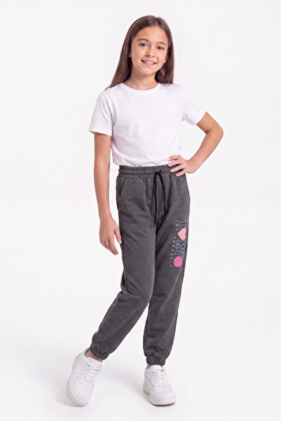 FYK KİDS Girl's Double Pocket Printed Colorful Jogger Sweatpants
