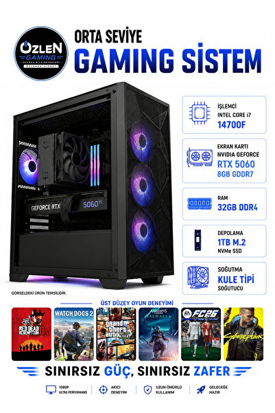 X73 İ7 14700F RTX 5060 8GB 32GB RAM 1TB M.2 SSD Oyuncu Bilgisayarı