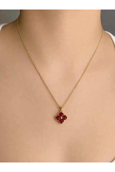 Nilly Jewelry Renkli Taşlı Yonca Kolye